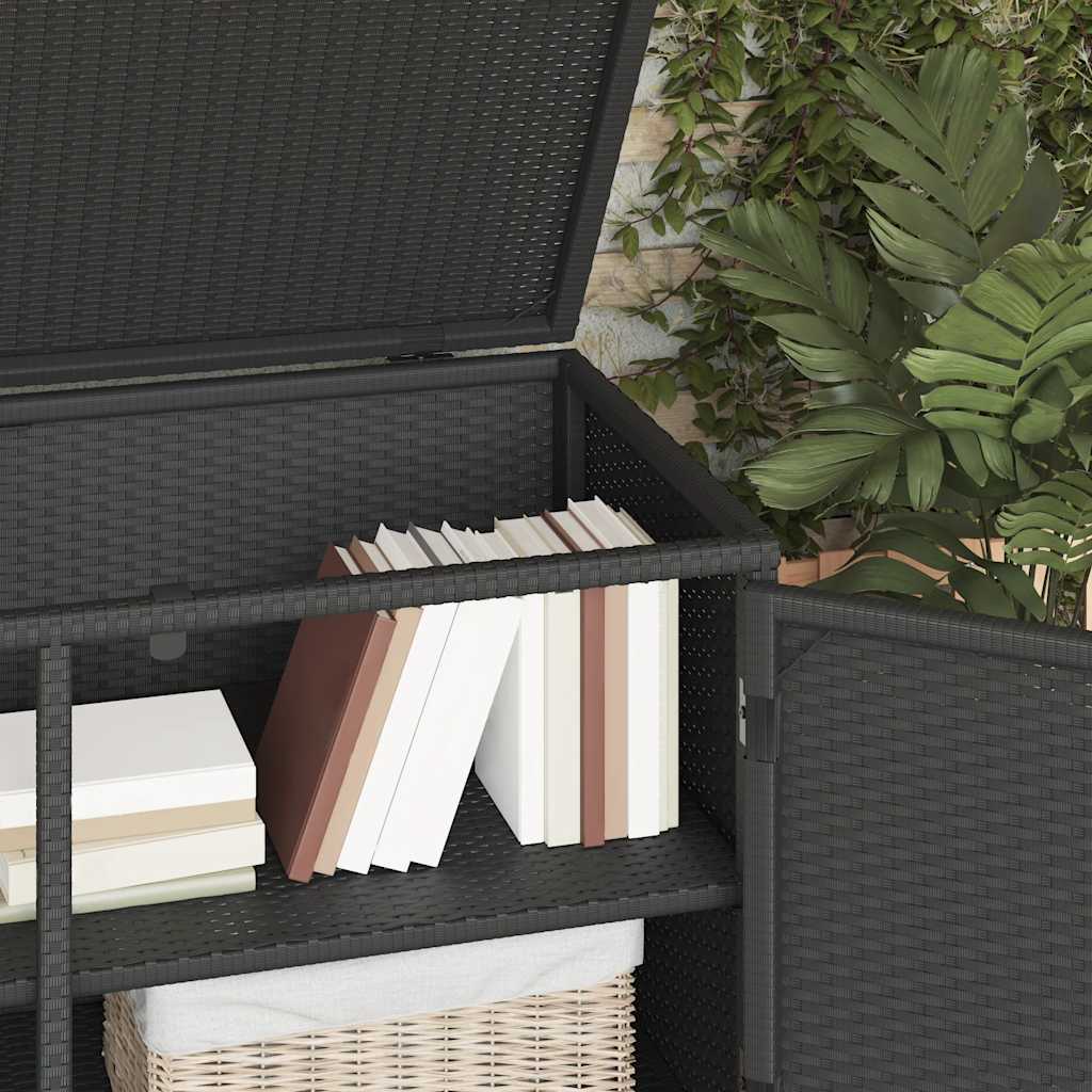 Gartenschrank Schwarz 110x55x60,5 cm Poly Rattan – Bild 5