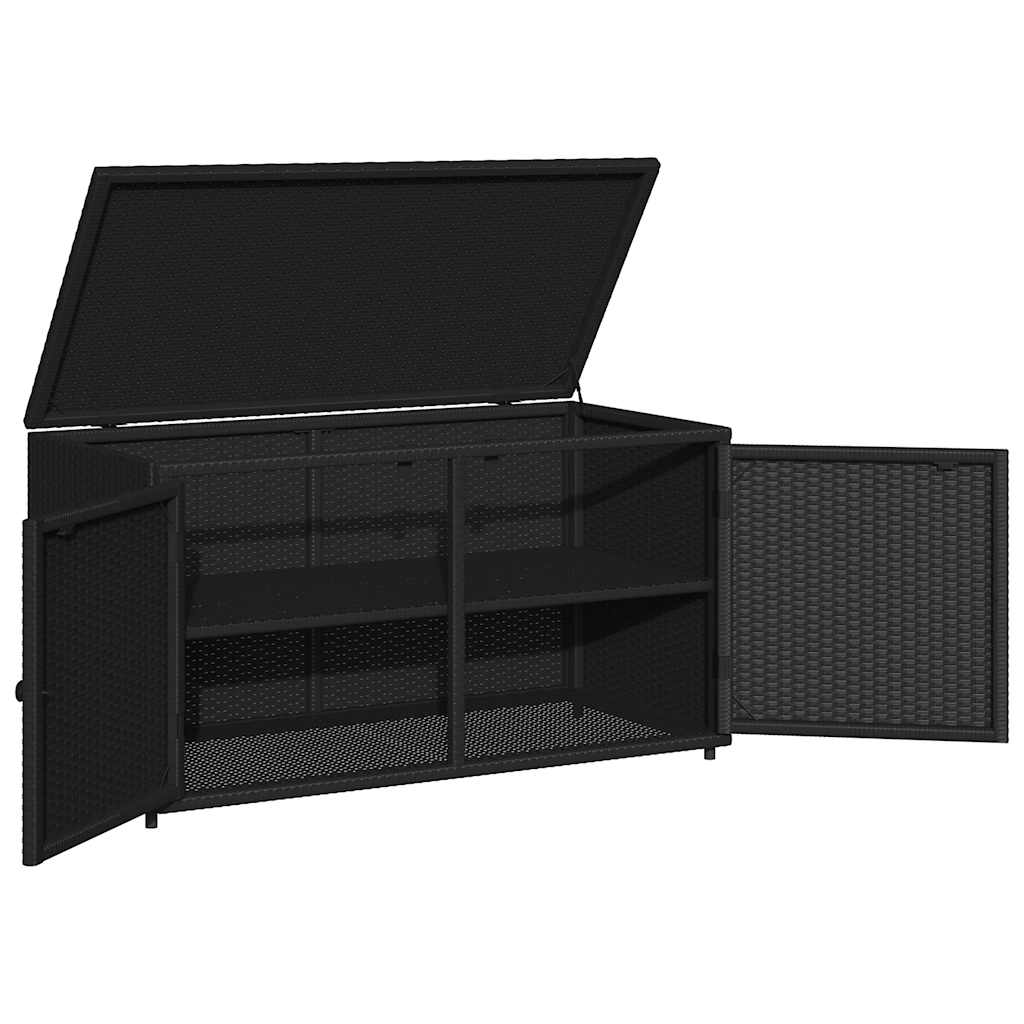 Gartenschrank Schwarz 110x55x60,5 cm Poly Rattan – Bild 7