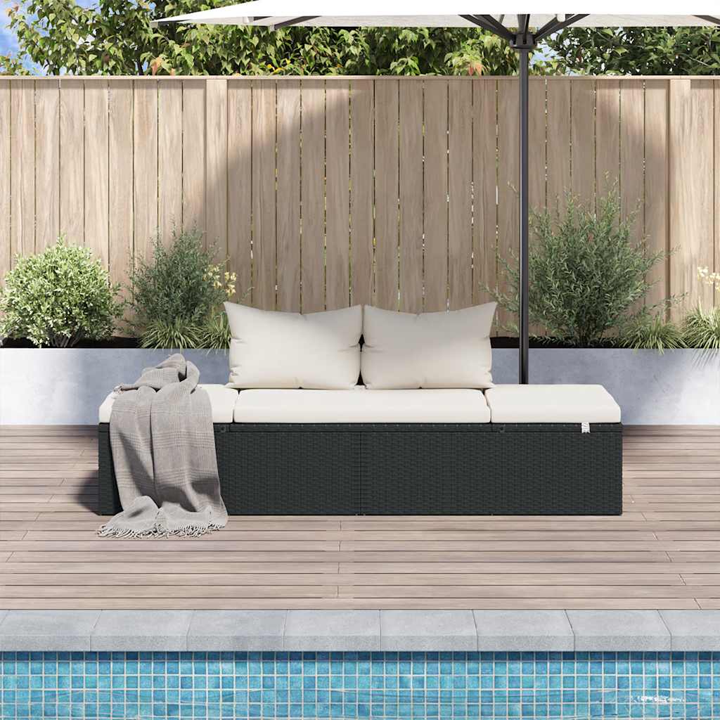 Gartenbett Schwarz 195×60 cm Poly Rattan – Bild 3