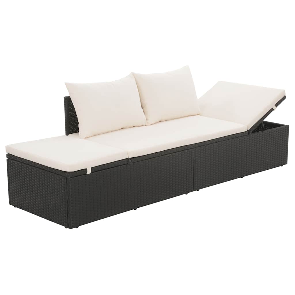 Gartenbett Schwarz 195×60 cm Poly Rattan – Bild 5