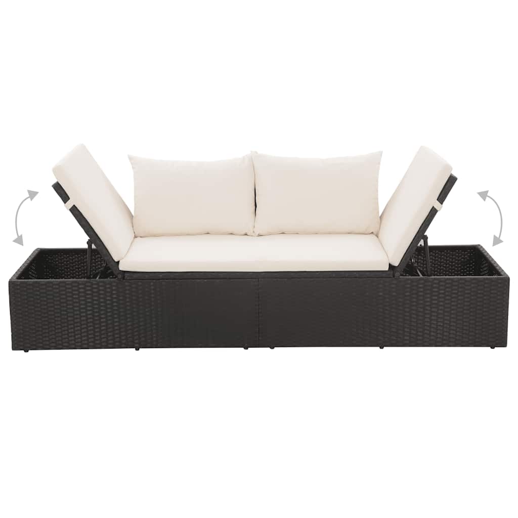 Gartenbett Schwarz 195×60 cm Poly Rattan – Bild 6