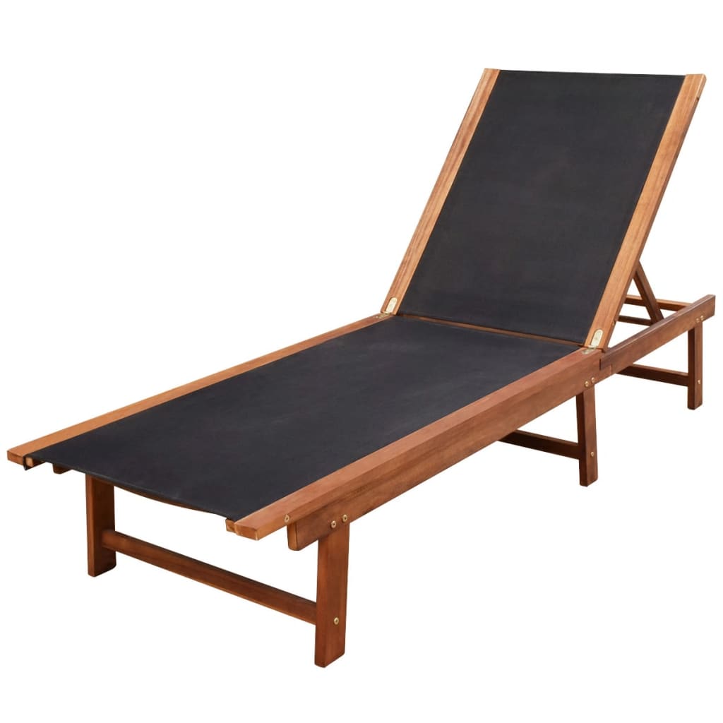 Sonnenliegen 2 Stk. mit Tisch Akazie Massivholz und Textilene – Bild 2
