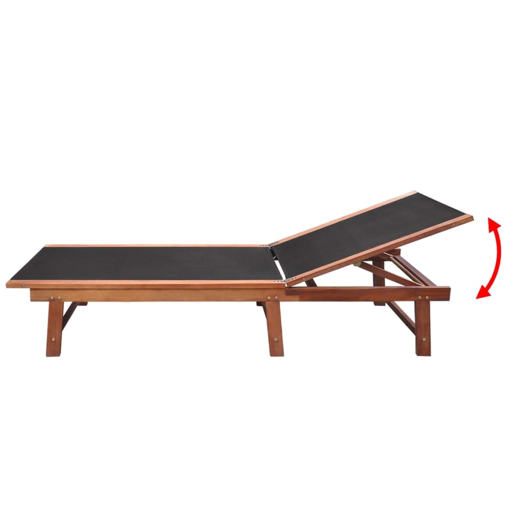 Sonnenliegen 2 Stk. mit Tisch Akazie Massivholz und Textilene – Bild 5