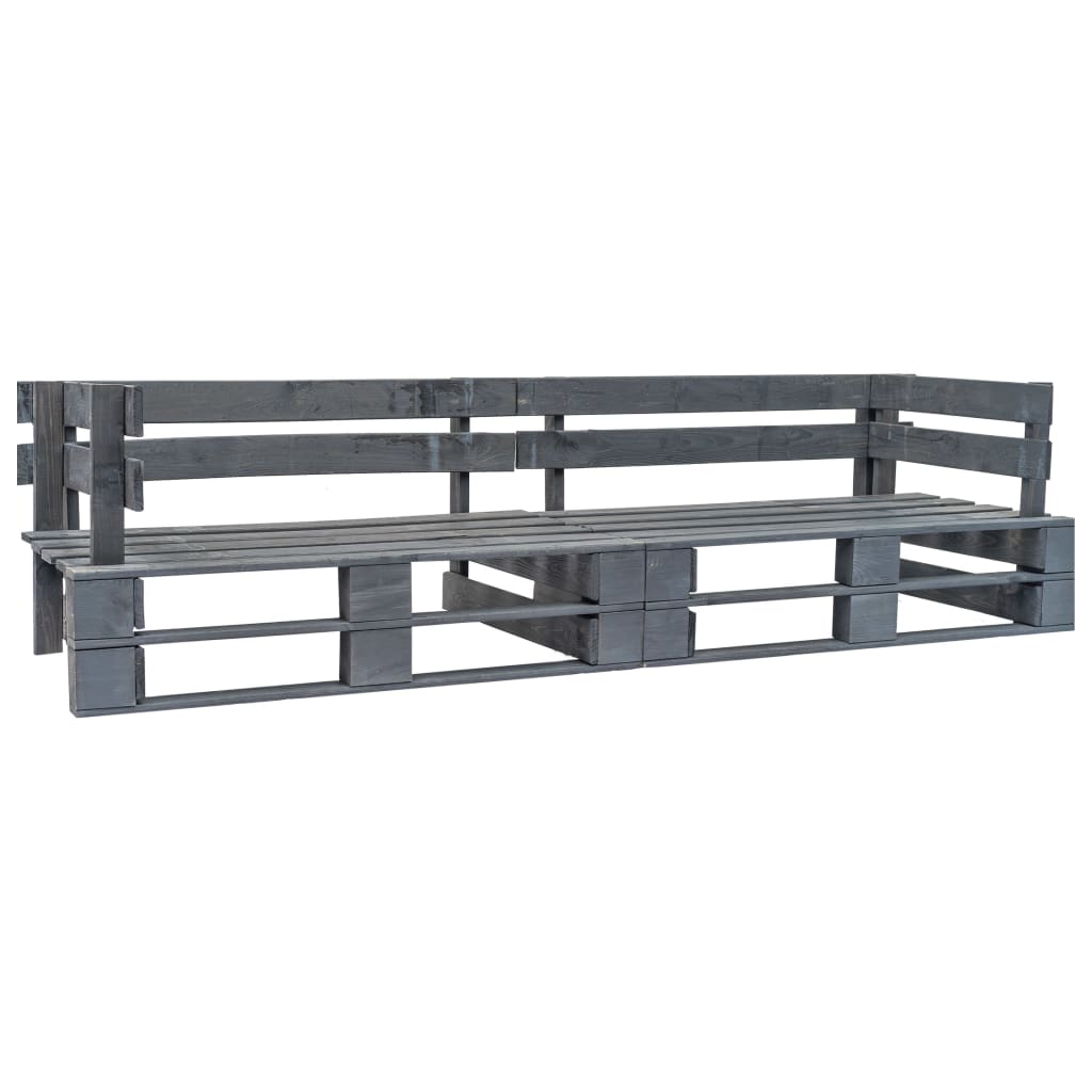 2-tlg. Outdoor-Sofa-Set Paletten Kissen Sandfarben Kiefernholz – Bild 3