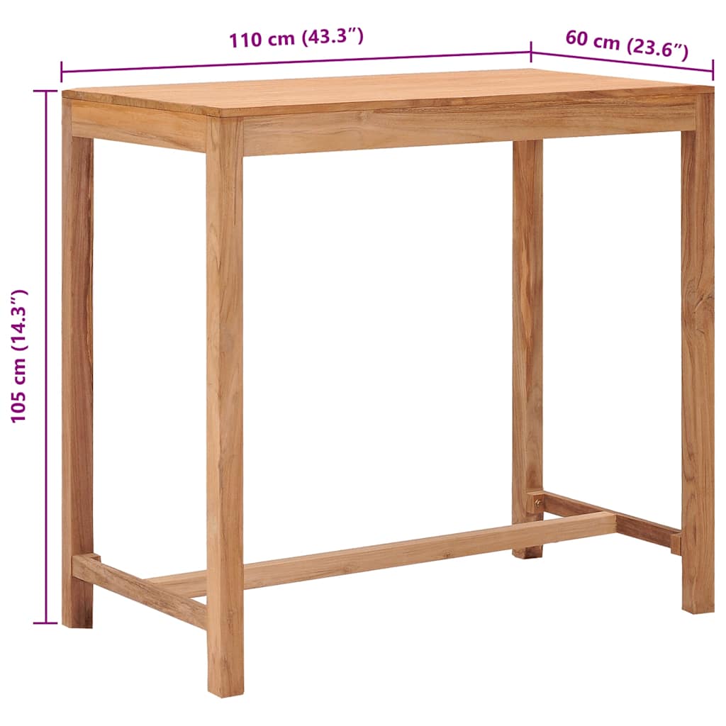 Outdoor-Bartisch 110x60x105 Massivholz Teak – Bild 6