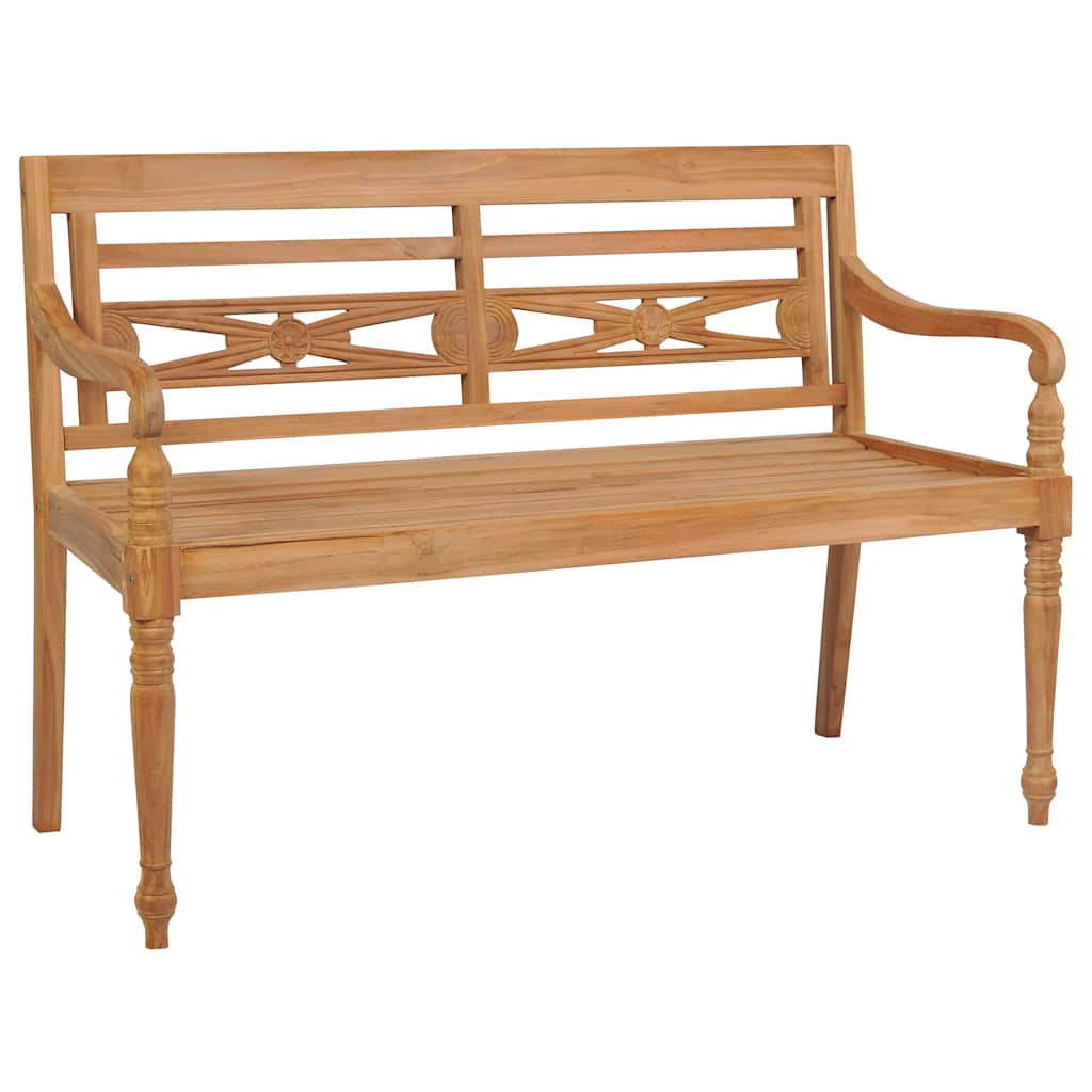 Batavia-Gartenbank mit Anthrazit Kissen 120 cm Teak Massivholz – Bild 2