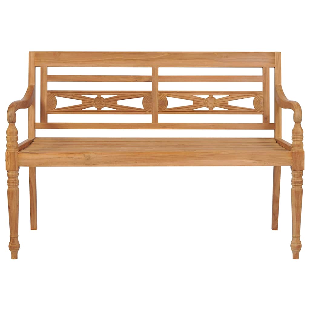Batavia-Gartenbank mit Anthrazit Kissen 120 cm Teak Massivholz – Bild 3