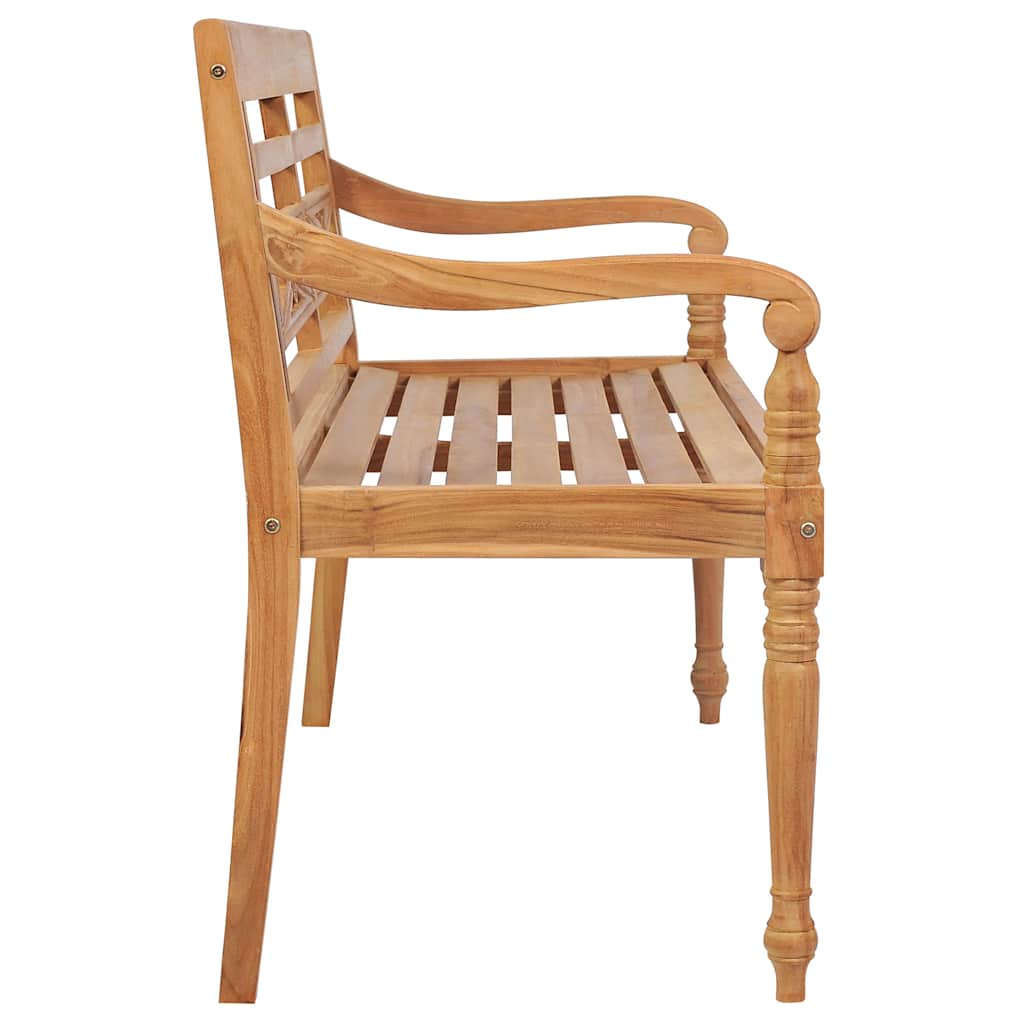 Batavia-Gartenbank mit Anthrazit Kissen 120 cm Teak Massivholz – Bild 4