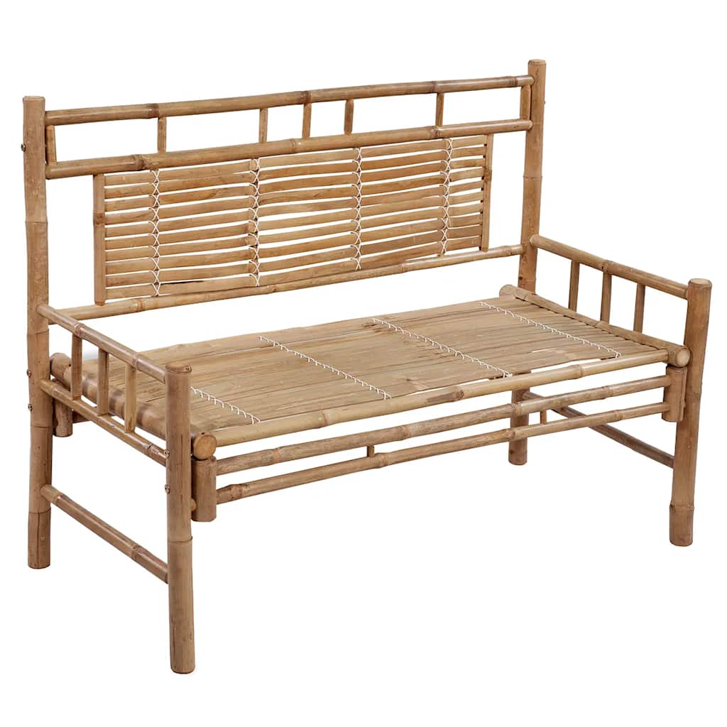 Gartenbank mit Auflage 120 cm Bambus – Bild 2