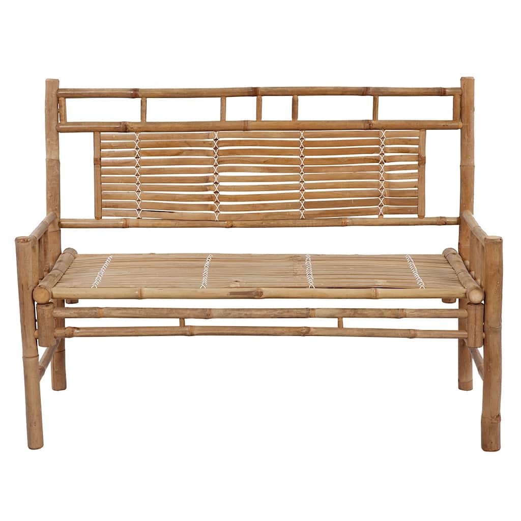 Gartenbank mit Auflage 120 cm Bambus – Bild 3