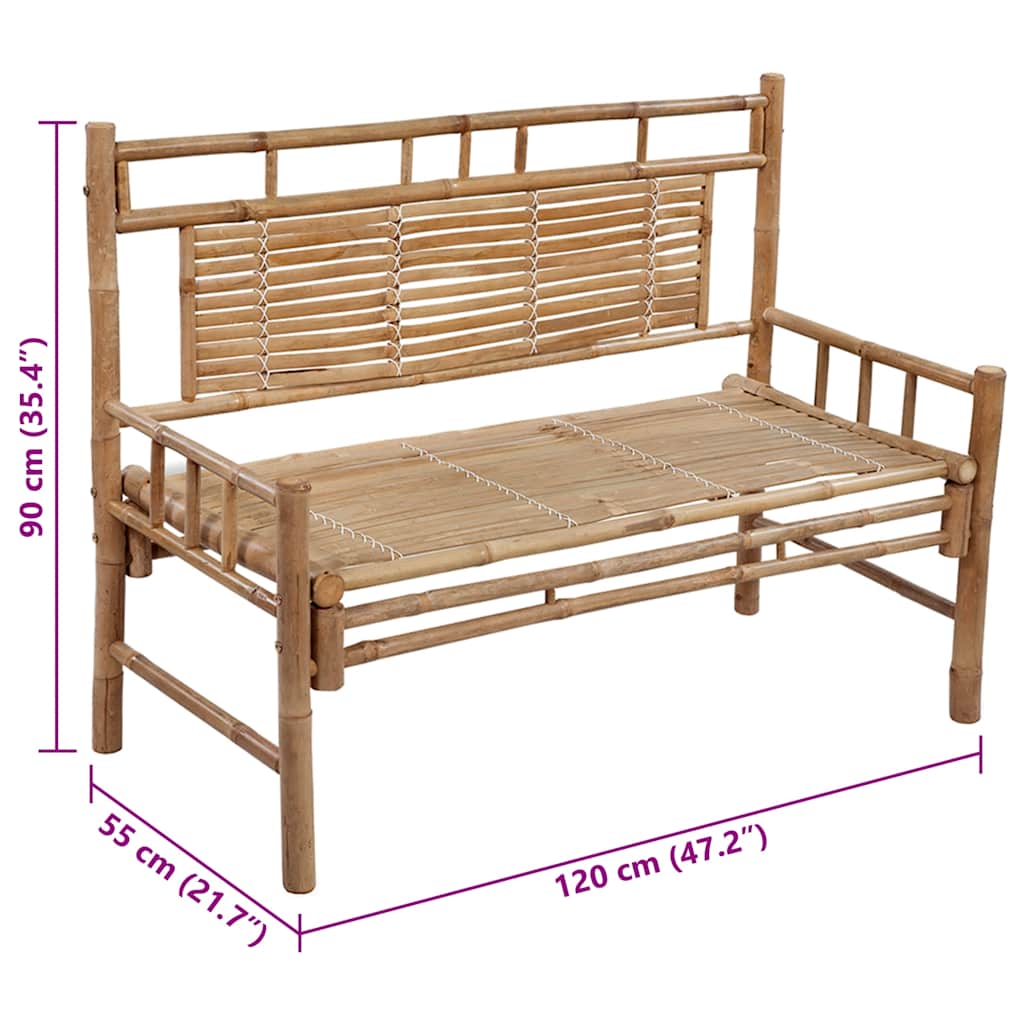 Gartenbank mit Auflage 120 cm Bambus – Bild 8