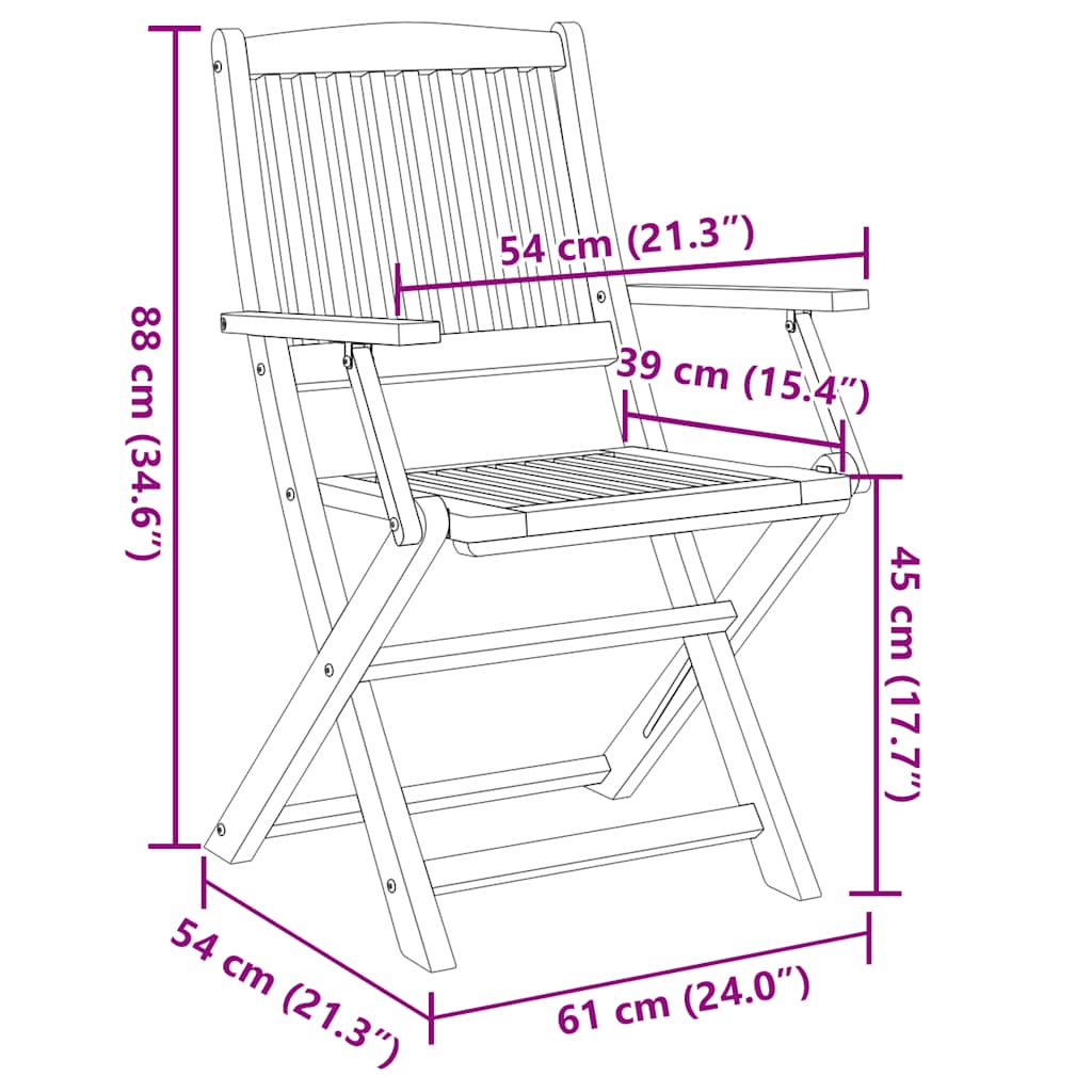 Klappbare Gartenstühle 6 Stk. Massivholz Akazie – Bild 11