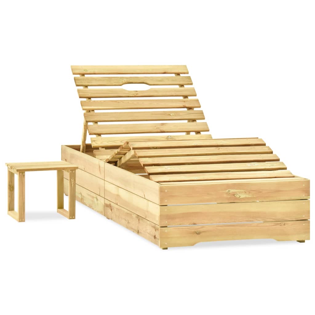 Garten-Sonnenliege mit Tisch und Auflage Kiefer Imprägniert – Bild 2