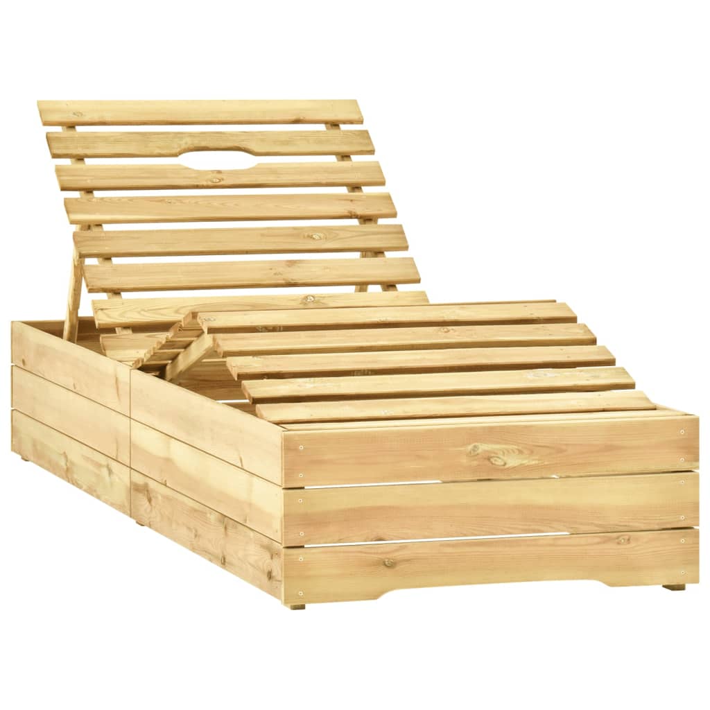 Garten-Sonnenliege mit Tisch und Auflage Kiefer Imprägniert – Bild 3