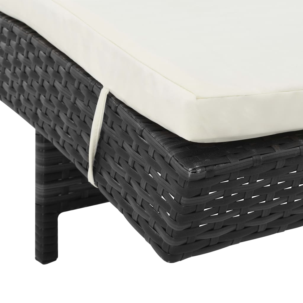 Sonnenliegen 2 Stk. mit Rollen und Auflagen Poly Rattan Schwarz – Bild 6