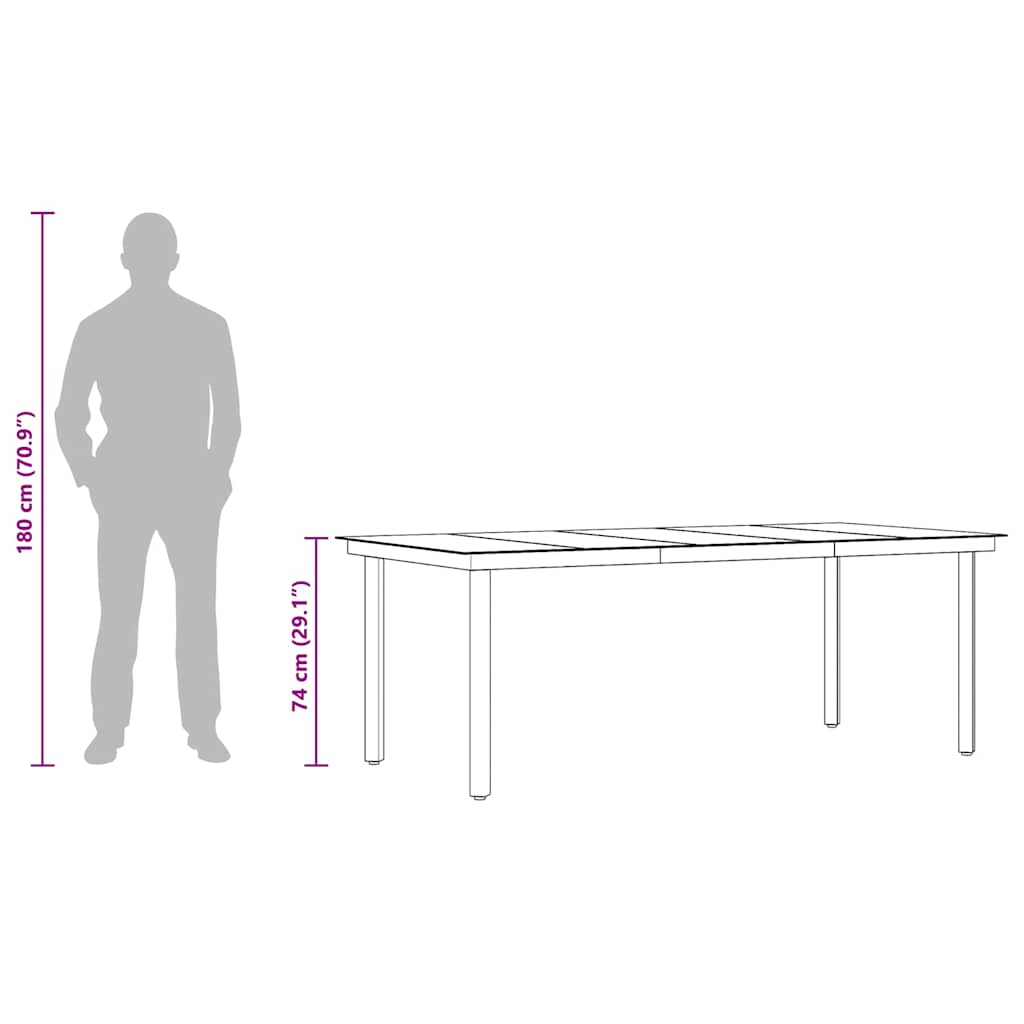 Garten-Esstisch Schwarz 200x100x74 cm Stahl und Glas – Bild 10