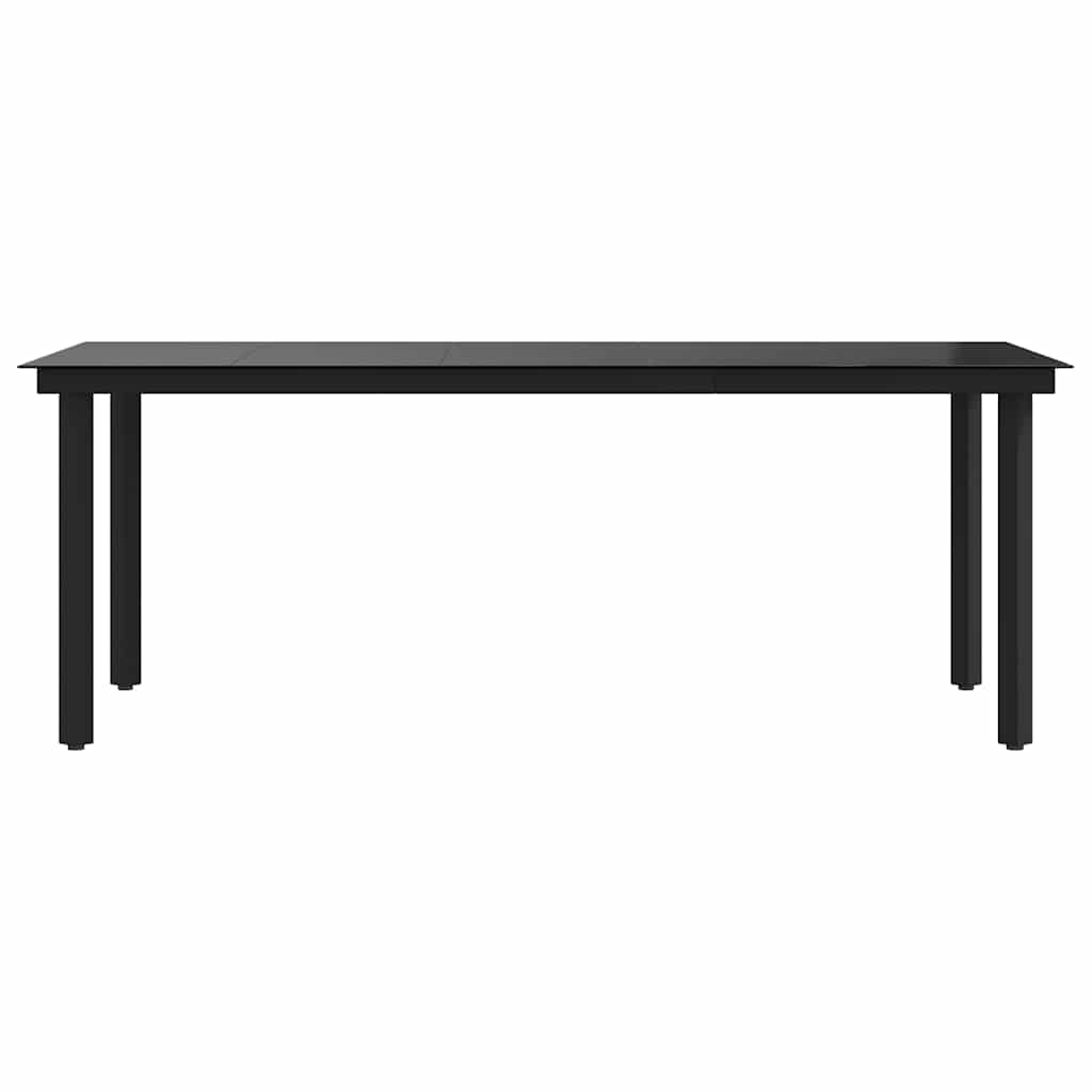 Garten-Esstisch Schwarz 200x100x74 cm Stahl und Glas – Bild 5