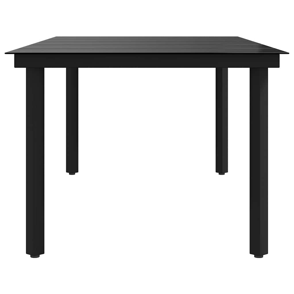Garten-Esstisch Schwarz 200x100x74 cm Stahl und Glas – Bild 6
