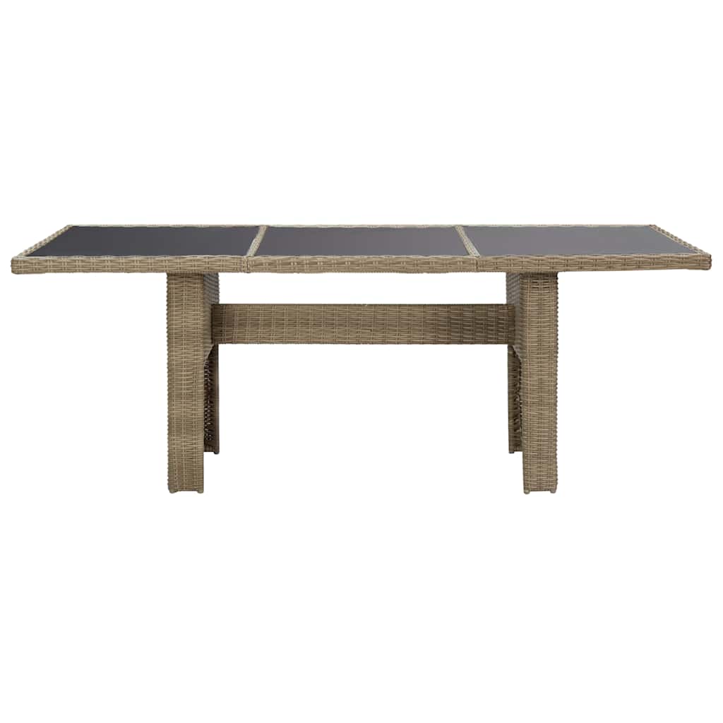 Garten-Esstisch Braun 200x100x74 cm Glas und Poly Rattan – Bild 2