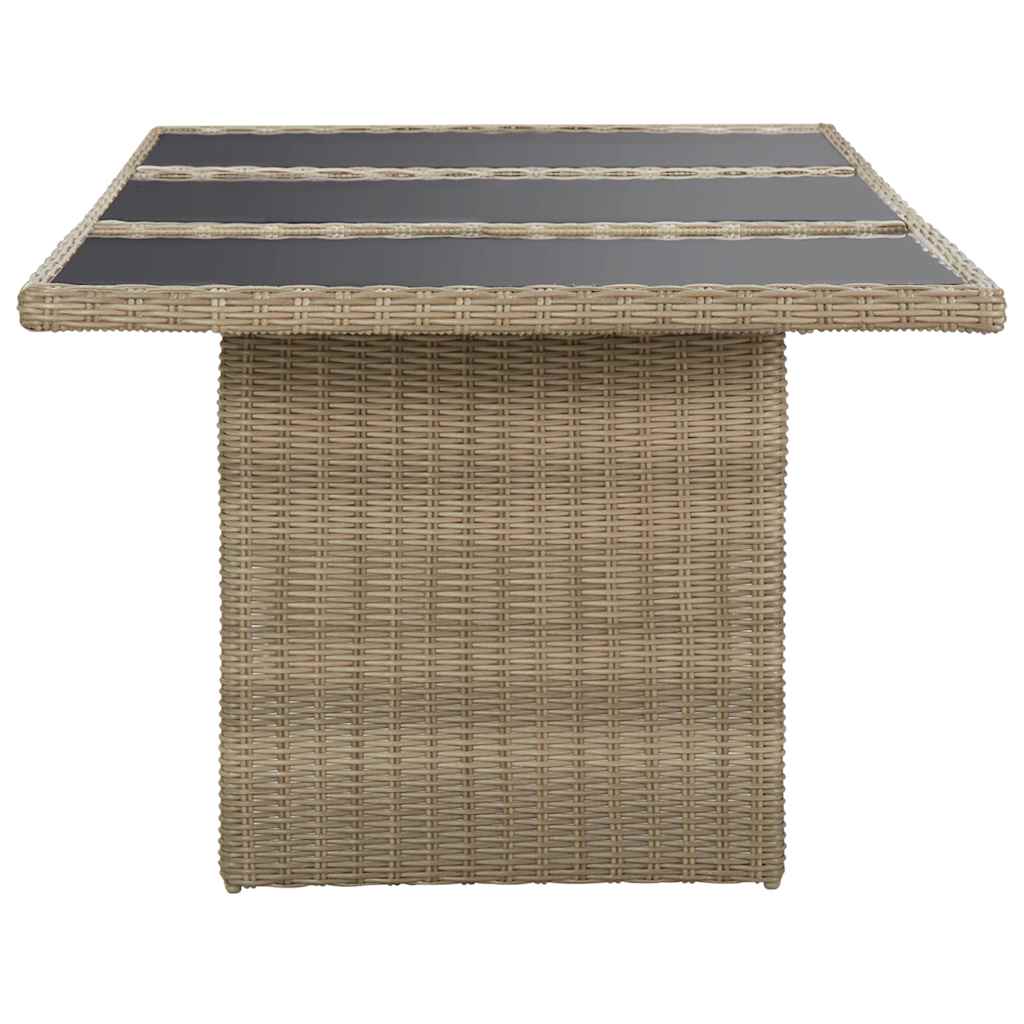 Garten-Esstisch Braun 200x100x74 cm Glas und Poly Rattan – Bild 3
