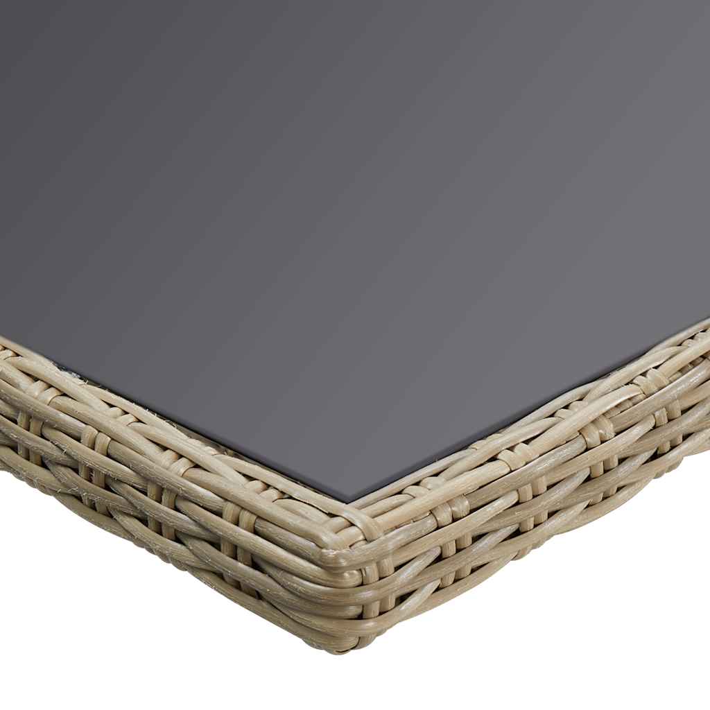 Garten-Esstisch Braun 200x100x74 cm Glas und Poly Rattan – Bild 5