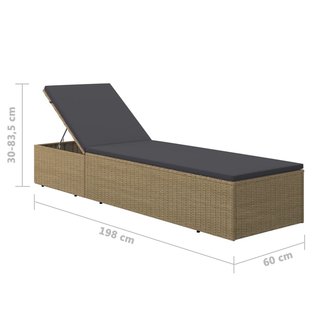 Sonnenliege Poly Rattan Braun und Dunkelgrau – Bild 10