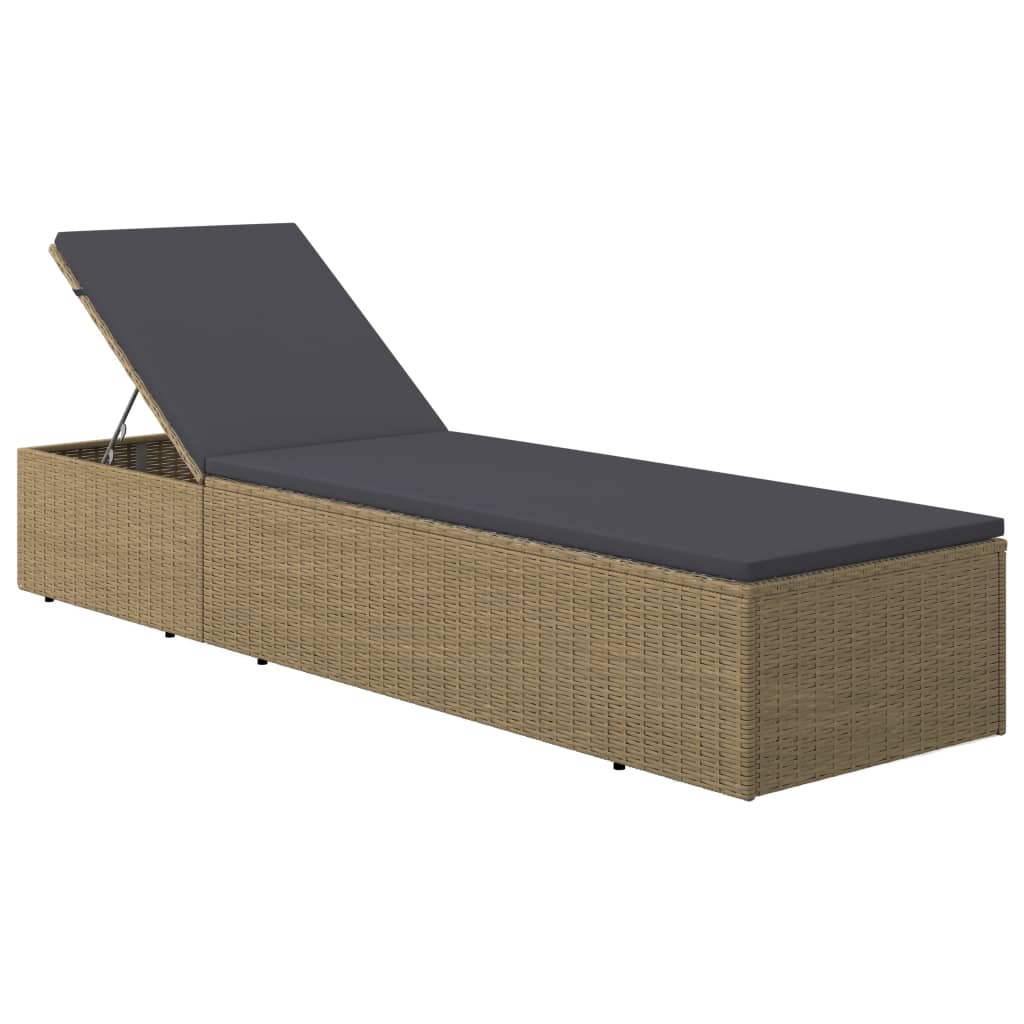 Sonnenliege Poly Rattan Braun und Dunkelgrau – Bild 2