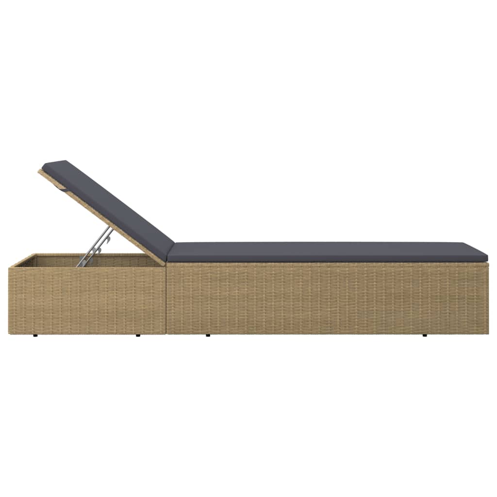 Sonnenliege Poly Rattan Braun und Dunkelgrau – Bild 3