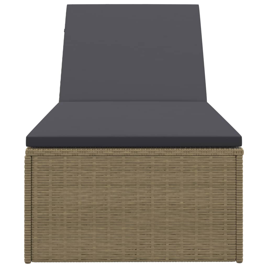 Sonnenliege Poly Rattan Braun und Dunkelgrau – Bild 4