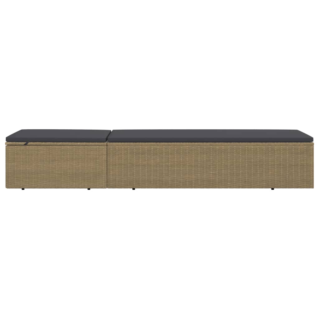 Sonnenliege Poly Rattan Braun und Dunkelgrau – Bild 5