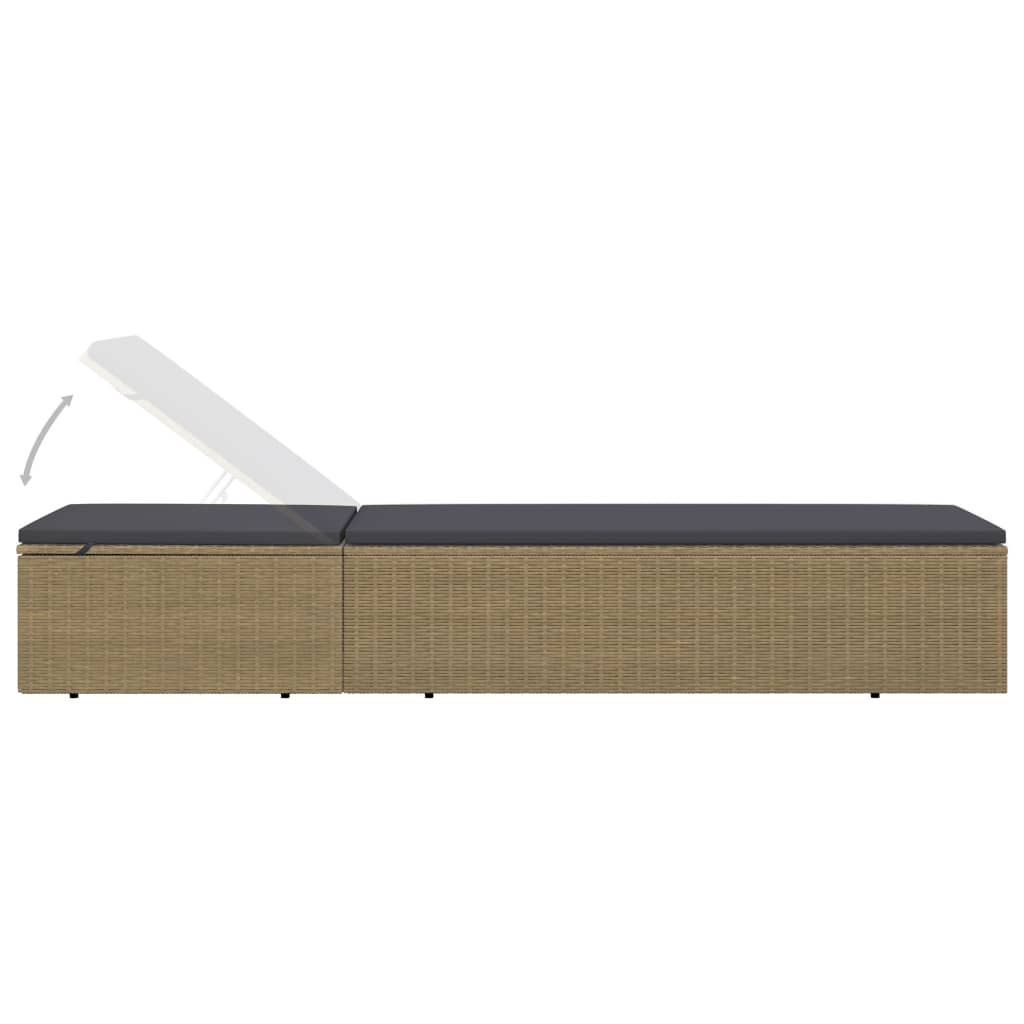 Sonnenliege Poly Rattan Braun und Dunkelgrau – Bild 6