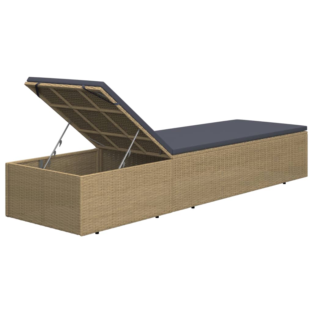 Sonnenliege Poly Rattan Braun und Dunkelgrau – Bild 8