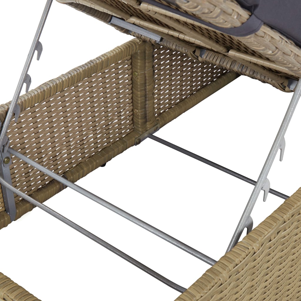 Sonnenliege Poly Rattan Braun und Dunkelgrau – Bild 9