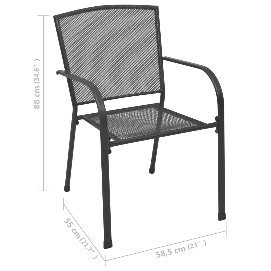 Gartenstühle 4 Stk. Mesh-Design Anthrazit Stahl – Bild 5