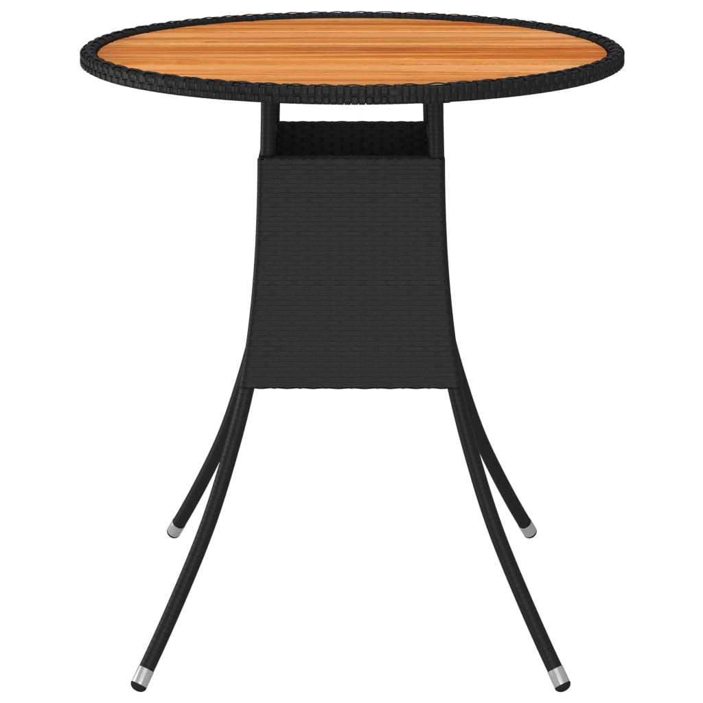 Garten-Esstisch Schwarz Ø 70 cm Poly Rattan Massivholz Akazie – Bild 2