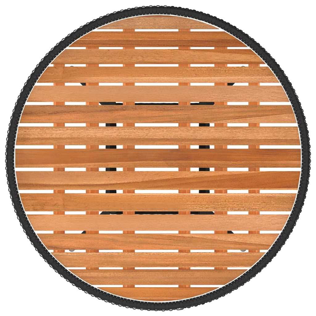 Garten-Esstisch Schwarz Ø 70 cm Poly Rattan Massivholz Akazie – Bild 3