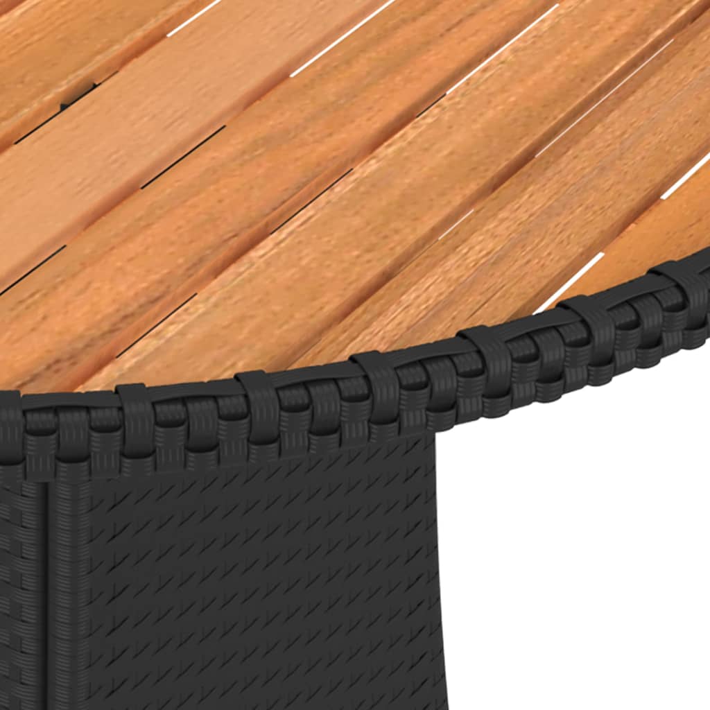 Garten-Esstisch Schwarz Ø 70 cm Poly Rattan Massivholz Akazie – Bild 4