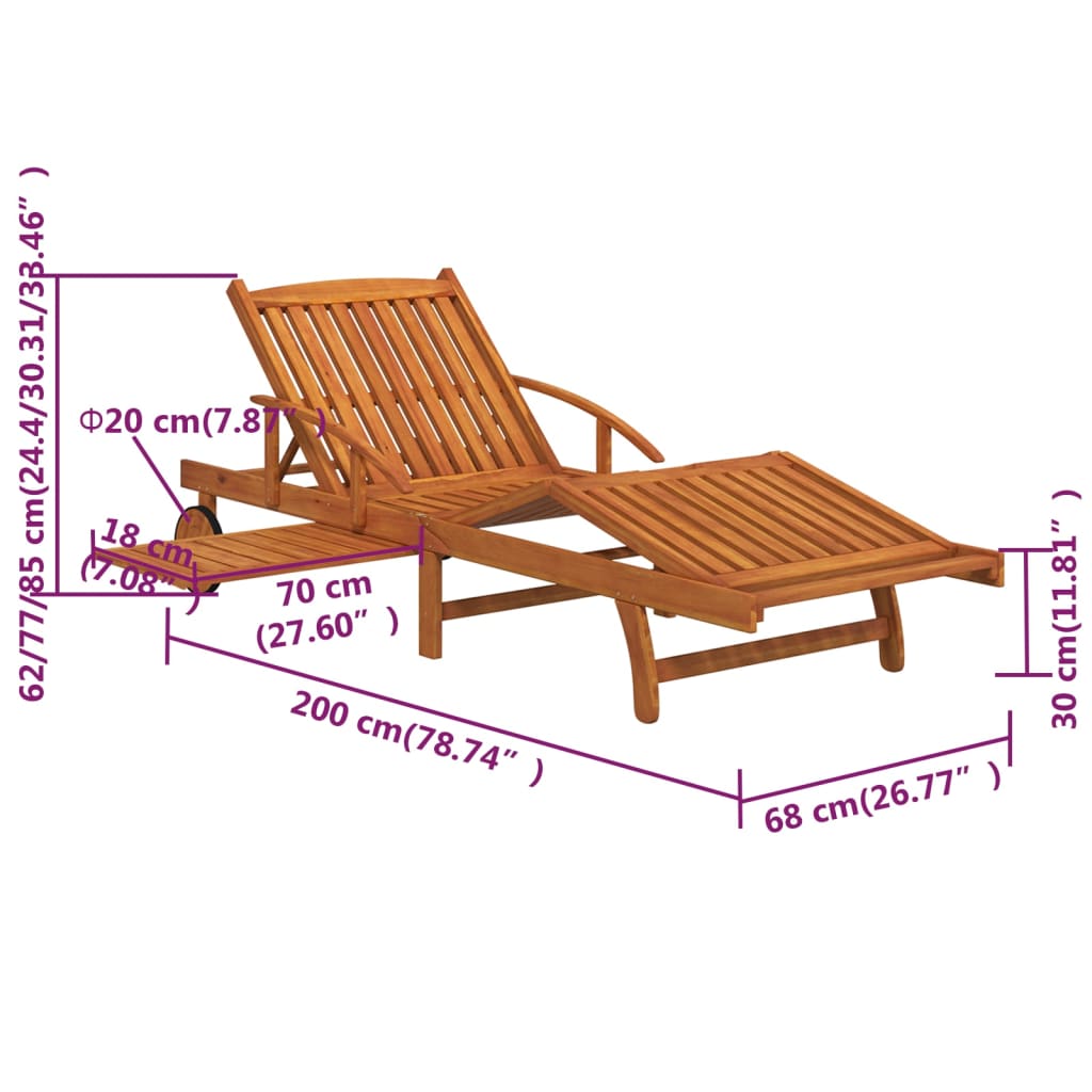 Sonnenliegen 2 Stk. mit Tisch Massivholz Akazie – Bild 13