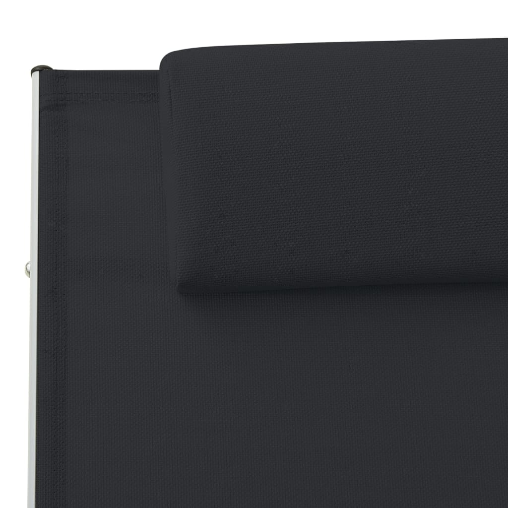 Sonnenliege mit Kissen Textilene Schwarz – Bild 7