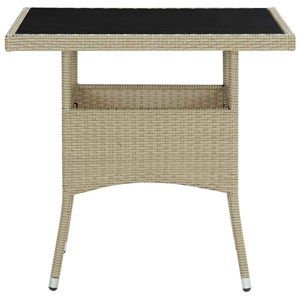 Garten-Esstisch Beige Poly Rattan und Glas – Bild 2