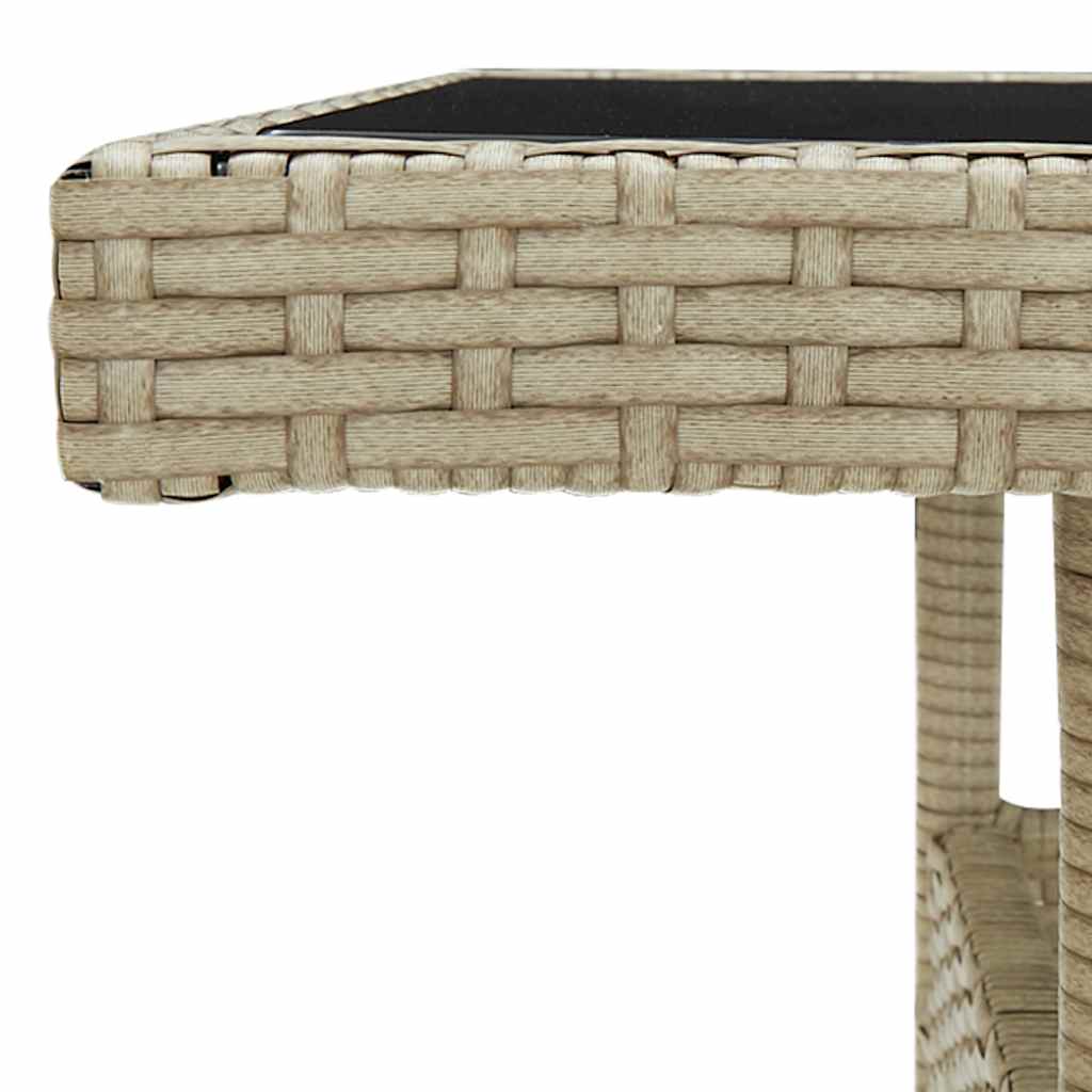 Garten-Esstisch Beige Poly Rattan und Glas – Bild 3