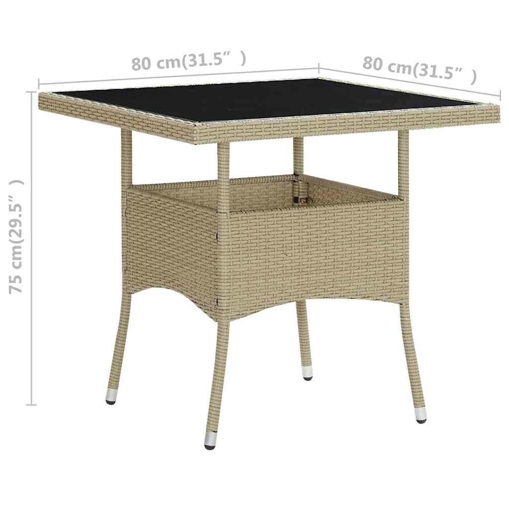 Garten-Esstisch Beige Poly Rattan und Glas – Bild 5