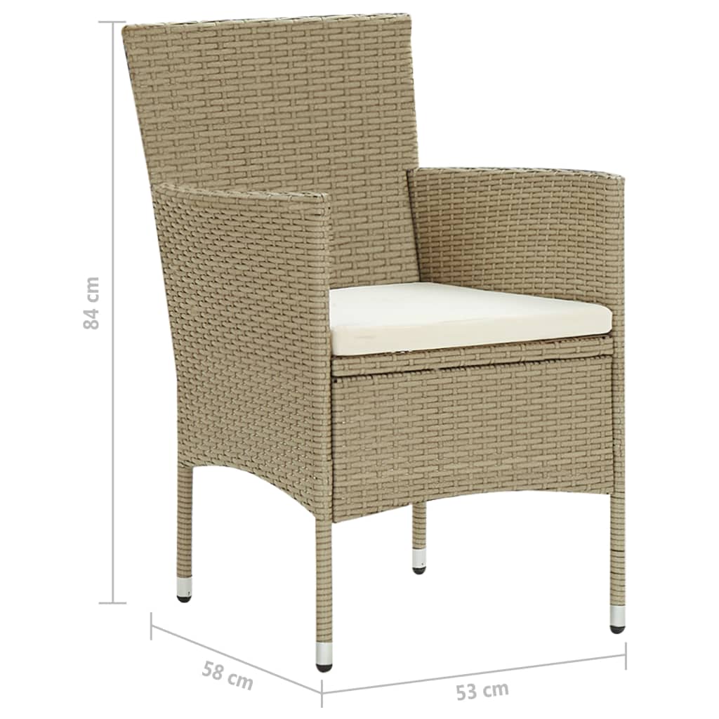 Garten-Essstühle 2 Stk. Poly Rattan Beige – Bild 10
