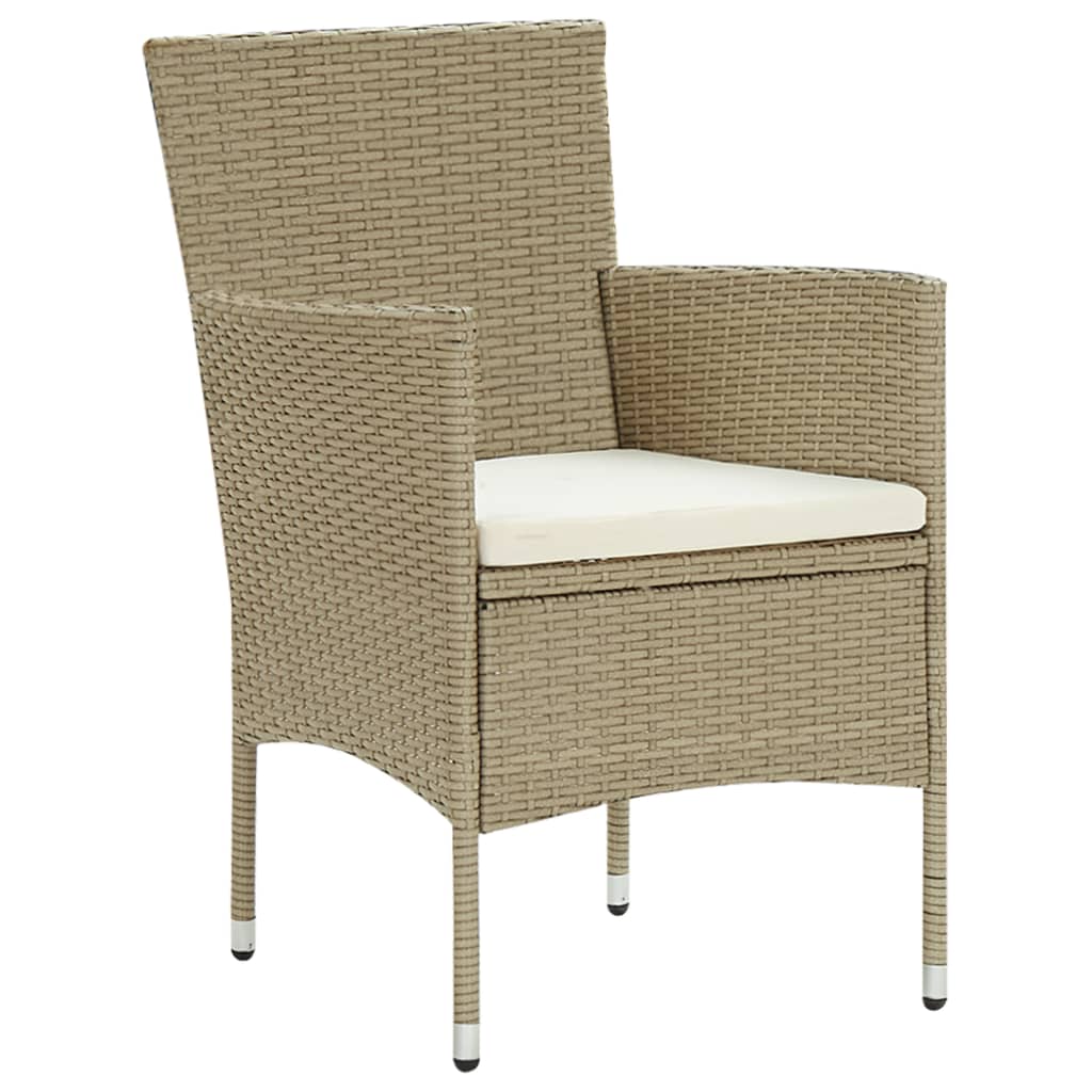 Garten-Essstühle 2 Stk. Poly Rattan Beige – Bild 2