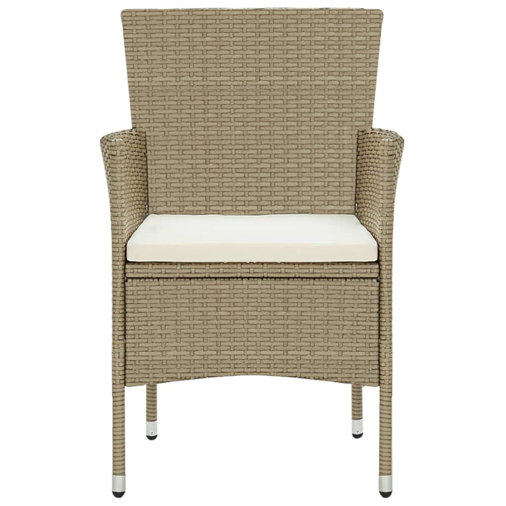 Garten-Essstühle 2 Stk. Poly Rattan Beige – Bild 3