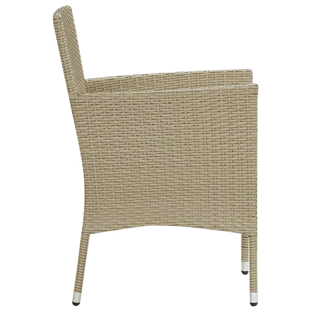 Garten-Essstühle 2 Stk. Poly Rattan Beige – Bild 4