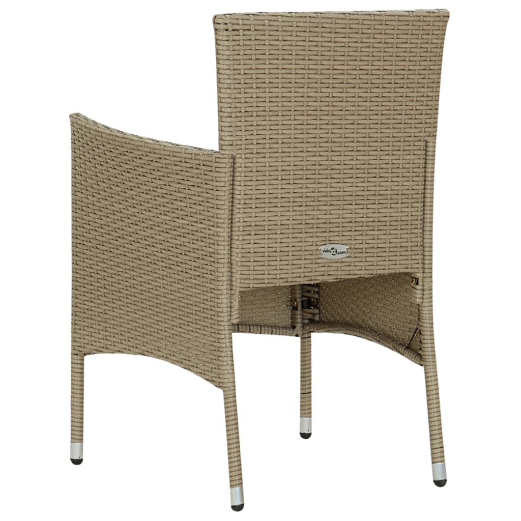 Garten-Essstühle 2 Stk. Poly Rattan Beige – Bild 5