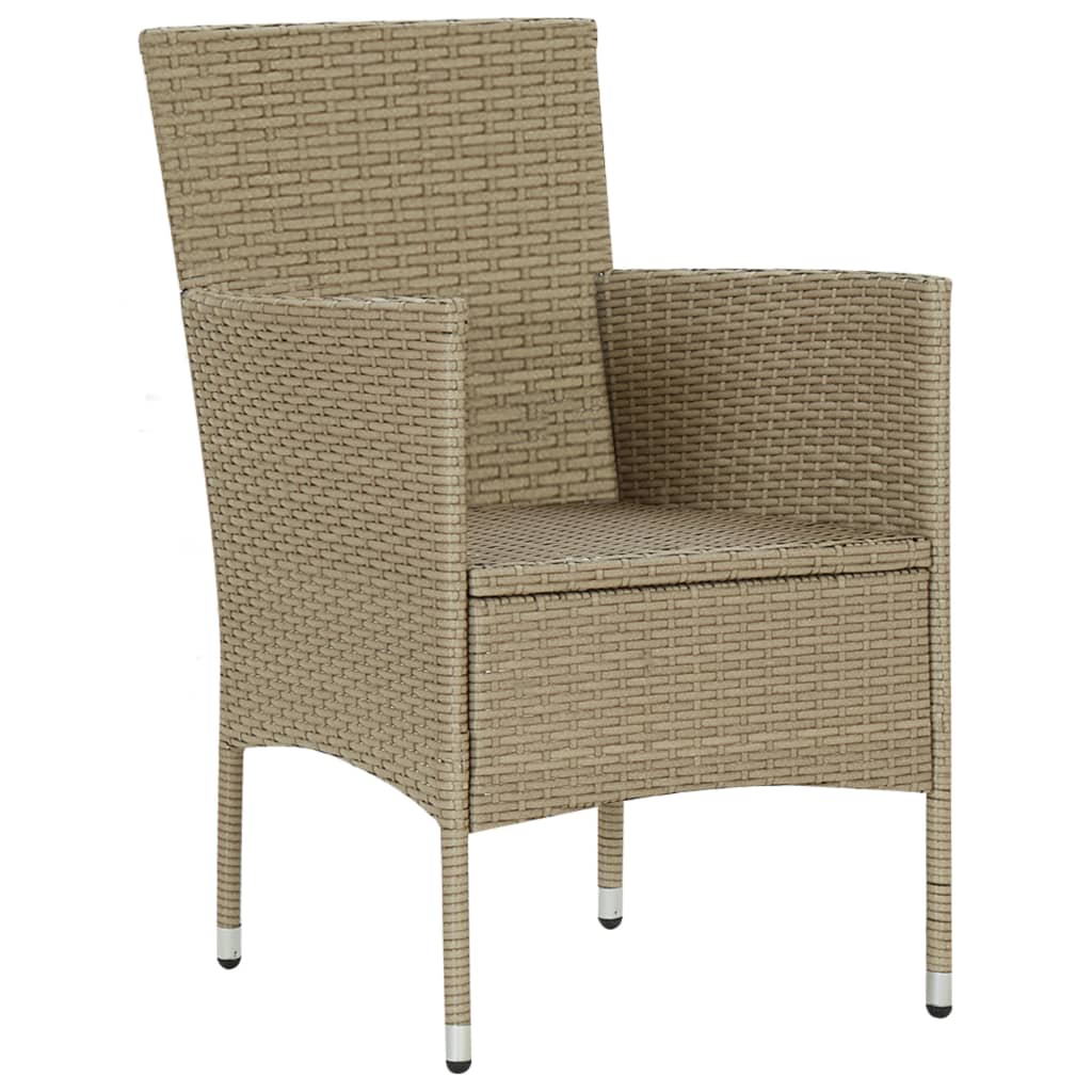 Garten-Essstühle 2 Stk. Poly Rattan Beige – Bild 6