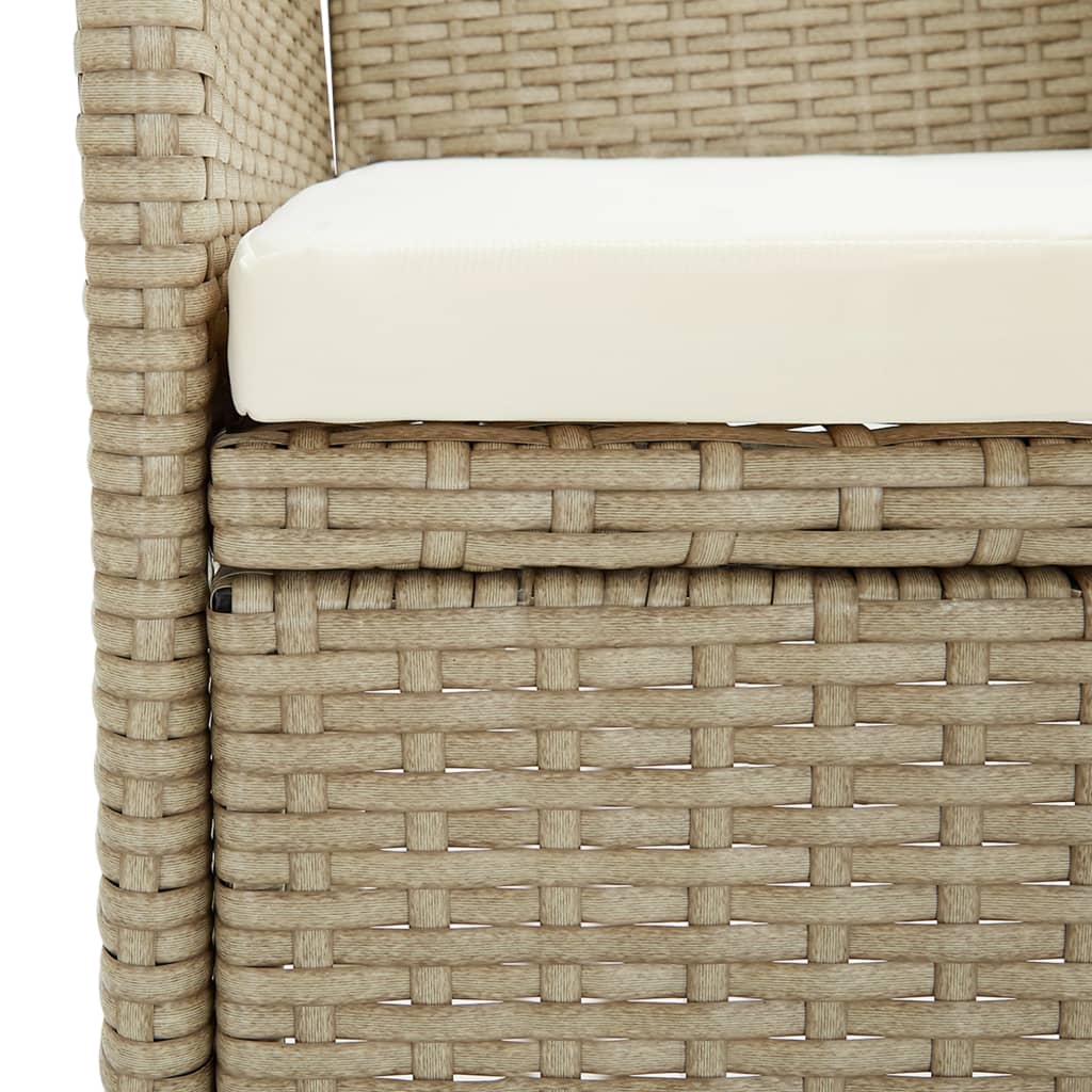 Garten-Essstühle 2 Stk. Poly Rattan Beige – Bild 8