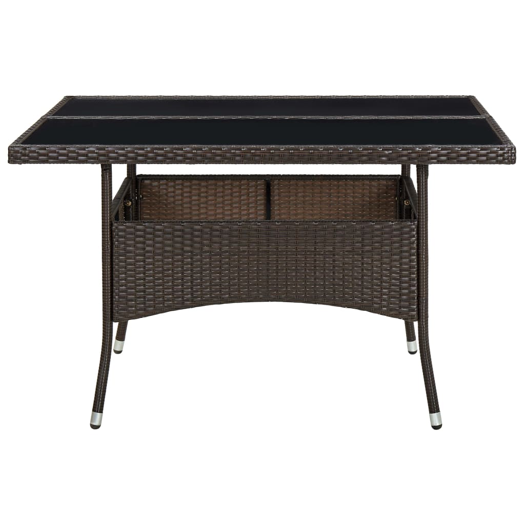 Garten-Esstisch Braun Poly Rattan und Glas – Bild 2